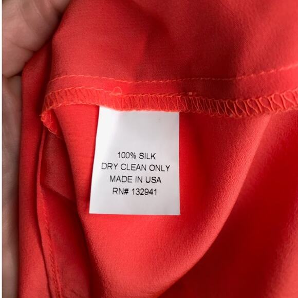 Amanda Uprichard Silk Blouse Wms Size P Orange Sleeveless Drape Front Modern lux - Picture 6 of 7